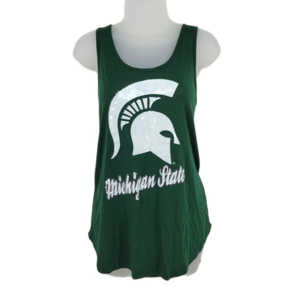🎓Campus Heritage Michigan State Spartans womens green tank with sequins XL - Picture 1 of 6